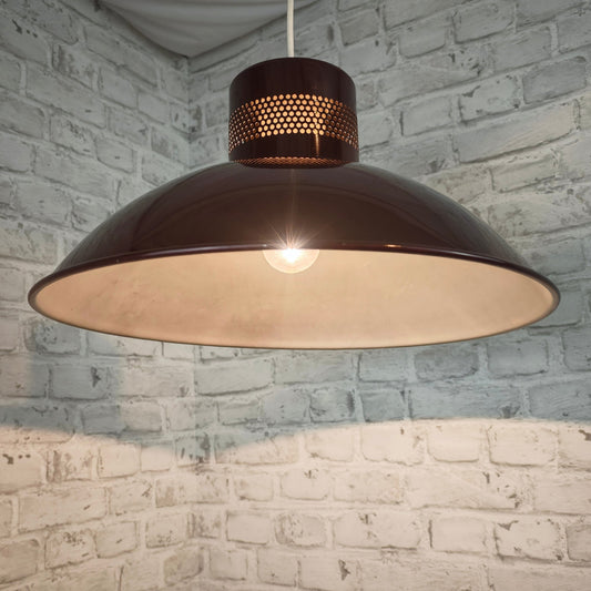 Pendelleuchte braun Metall Vintage Deckenlampe 70er Loftlampe groß Retro