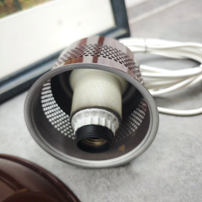 Pendelleuchte braun Metall Vintage Deckenlampe 70er Loftlampe groß Retro