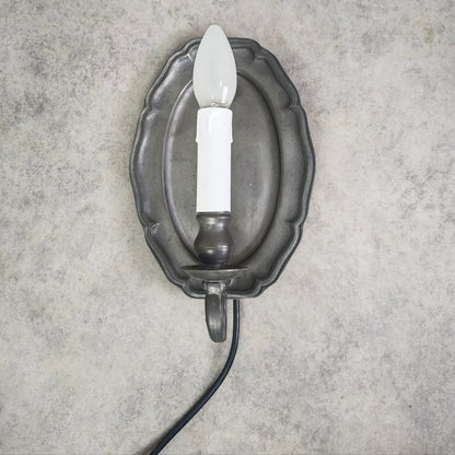 Wandlampe Zinn Wandblaker elektrisch Vintage 70er Barockstil Kerzenform