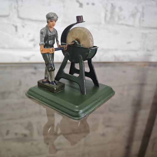 Blechspielzeug Schleifer Schleifmaschine Massefigur antik 8 cm beweglich Deko