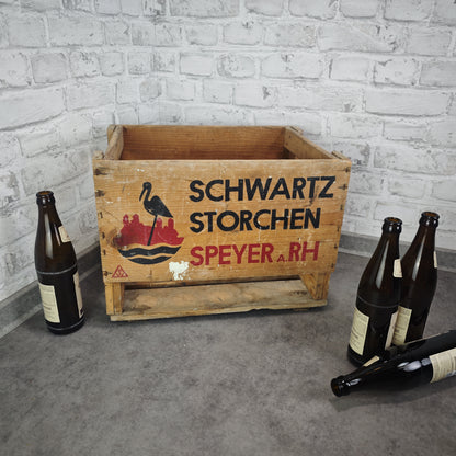 Schwartz Storchen Speyer a. Rh Bierkiste mit Logo Bierkasten Holz Vintage