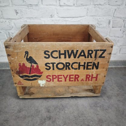 Schwartz Storchen Speyer a. Rh Bierkiste mit Logo Bierkasten Holz Vintage