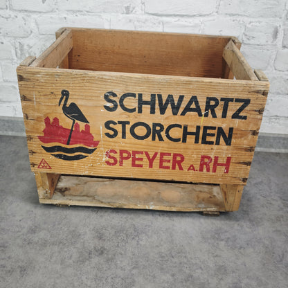 Schwartz Storchen Speyer a. Rh Bierkiste mit Logo Bierkasten Holz Vintage