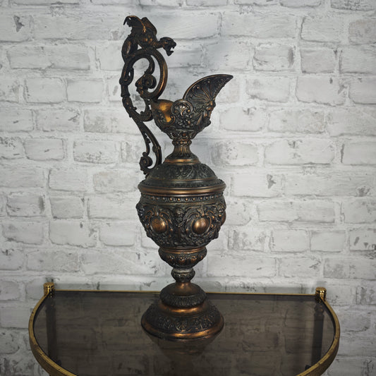 Drachen-Amphore Neorenaissance-Stil 56 cm Gargoyle Metallkanne Bronzeoptik Gothic Steampunk Academia