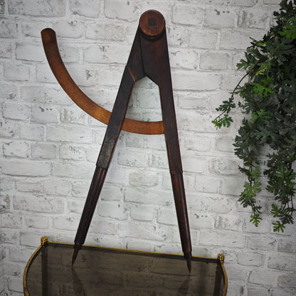 Zirkel Holz antik Zimmermann Werkzeug Loft Deko Werkstatt Vintage 76 cm XXL