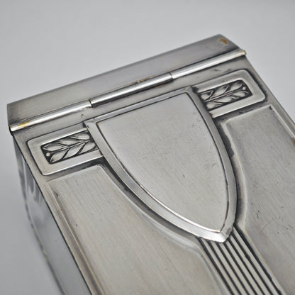 WMF Zigarrendose Glas mit versilbertem Art Deco Deckel antik Rarität Aufbewahrung