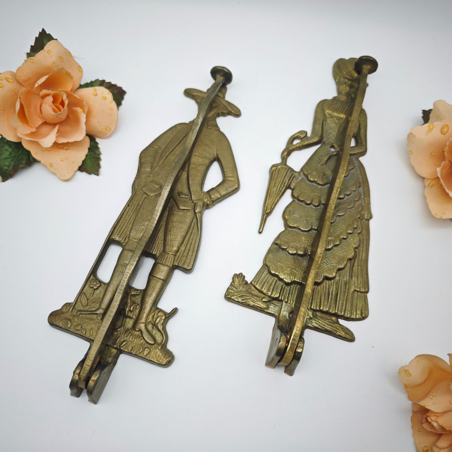 Garderobenhaken Wandhalter Messing klappbar Paar Rokoko Vintage Deko