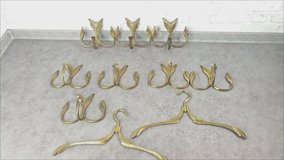Wardrobe hook rail leaf-shaped hook coat hanger coat hook brass coat rail vintage hallway Art Nouveau Hollywood Regency