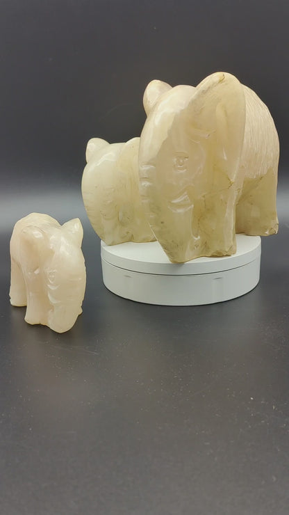 Ensemble de 3 figurines d'éléphant sculptées en albâtre, presse-papier fait à la main, statuette, sculpture, Espagne, presse-papier, figurines d'animaux