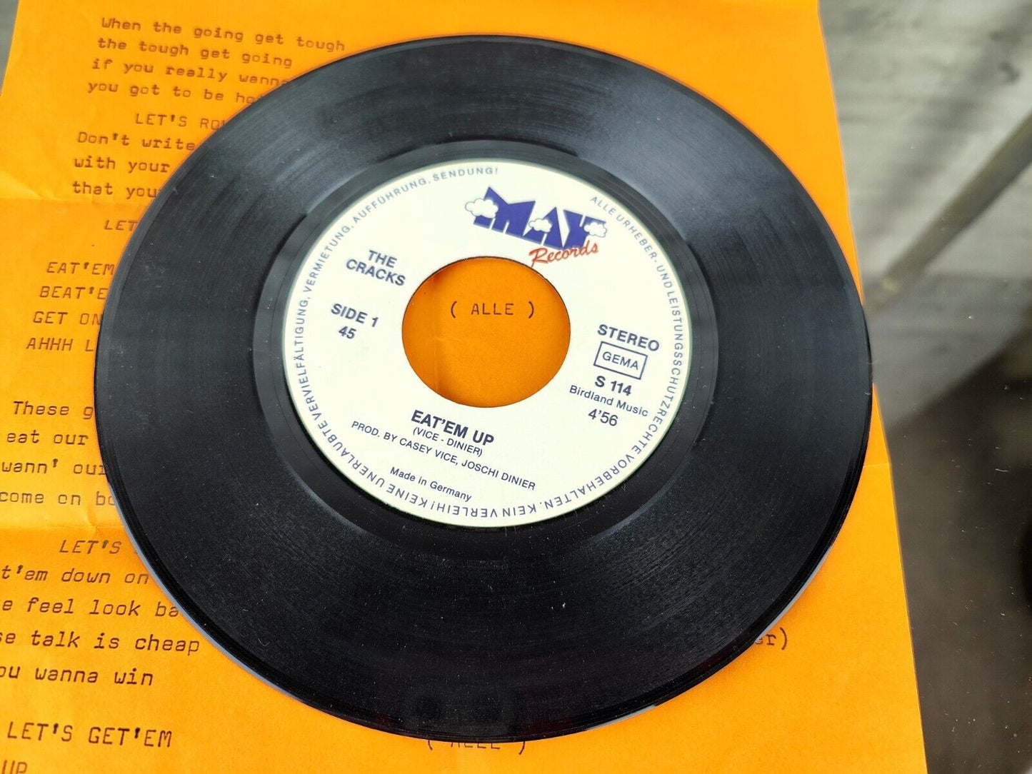 The Cracks Eat 'Em Up 7" Single VG+ Vinyl Record