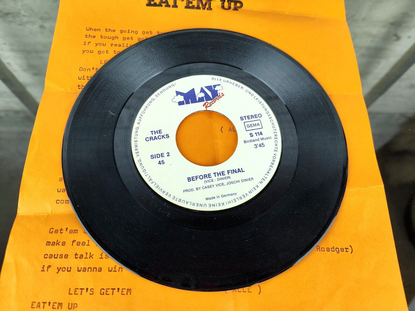 The Cracks Eat 'Em Up 7" Single VG+ Vinyl Record