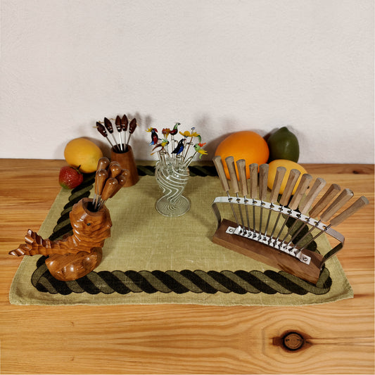 Ensembles de brochettes à cocktail en bois motif Viking brochettes de punch au poisson brochettes d'olives brochettes de fête fourchettes de fête fourchette à fromage à fruits support du milieu du siècle pique-fête