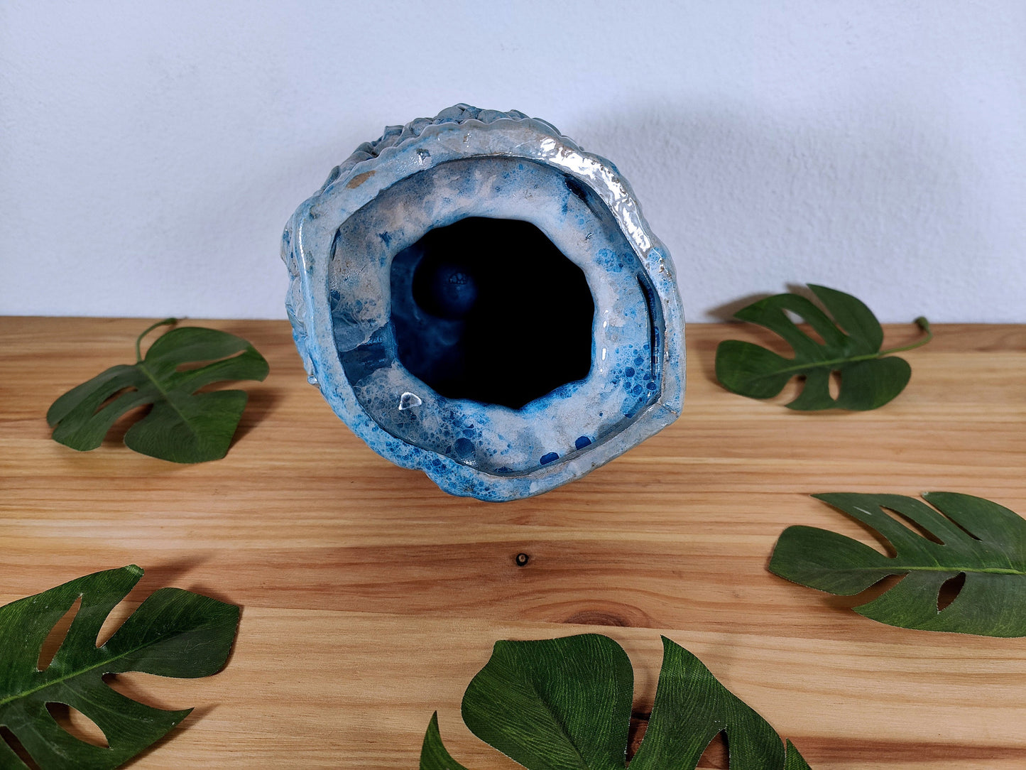 Bougeoir hortensia bougeoir boule bleue relief céramique hygge fleur boule fleur décoration hortensia fleur Scandi boho floral hortensia