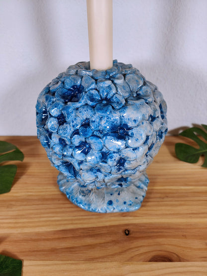 Bougeoir hortensia bougeoir boule bleue relief céramique hygge fleur boule fleur décoration hortensia fleur Scandi boho floral hortensia