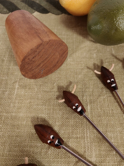 Cocktail skewers sets wooden motif Viking fish punch skewers olive skewers party skewers party forks fruit cheese fork midcentury holder party picker