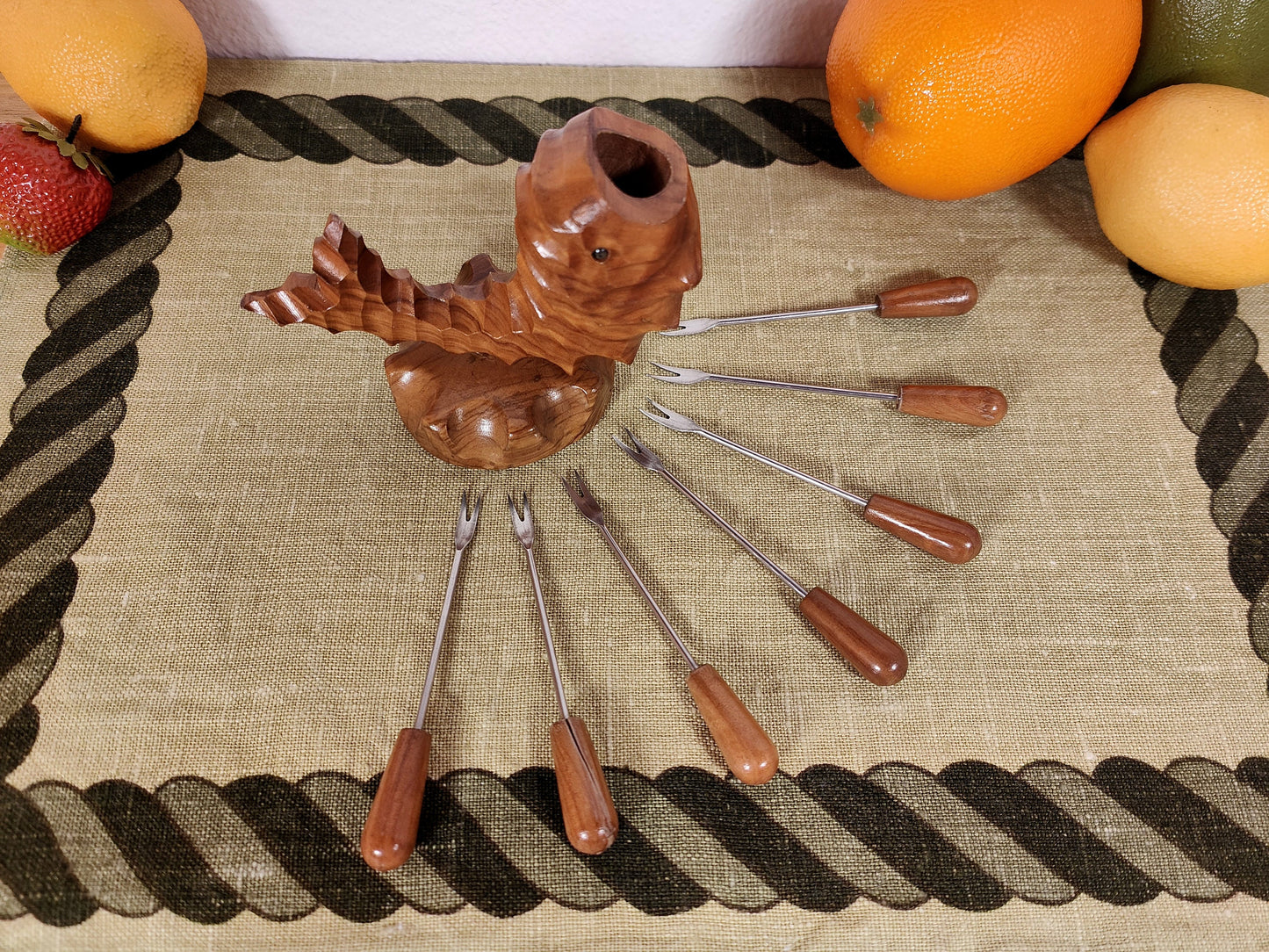 Cocktail skewers sets wooden motif Viking fish punch skewers olive skewers party skewers party forks fruit cheese fork midcentury holder party picker
