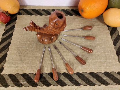 Cocktail skewers sets wooden motif Viking fish punch skewers olive skewers party skewers party forks fruit cheese fork midcentury holder party picker