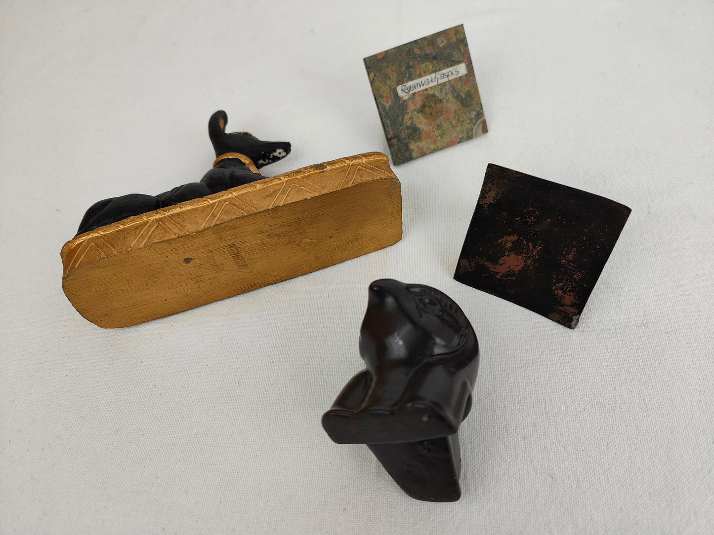 4x Figures Egypt ancient Egyptian decoration set rainforest jasper rhyolite pyramid paperweight gods hieroglyphs Horus Anubis jackal sphinx
