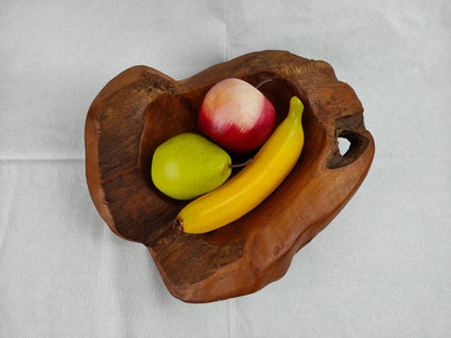 Wooden bowl with knothole root wood unique solid heavy unique bowl fruit bowl grain wood key tray rustic hand flatterer