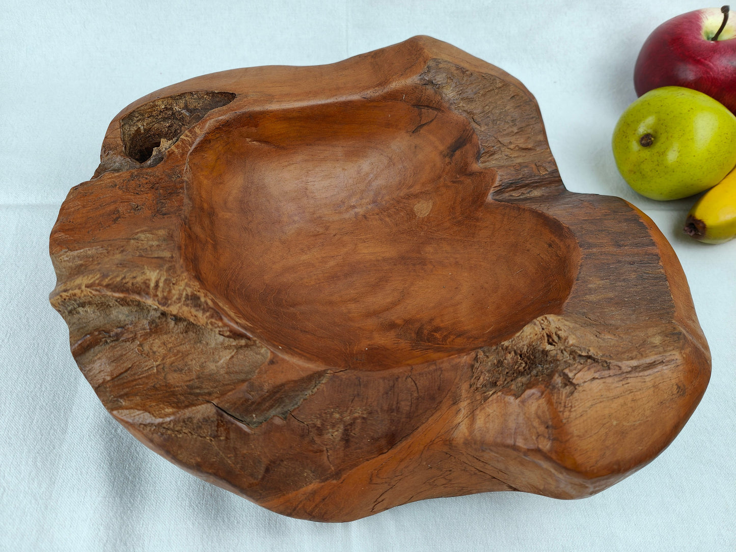 Wooden bowl with knothole root wood unique solid heavy unique bowl fruit bowl grain wood key tray rustic hand flatterer