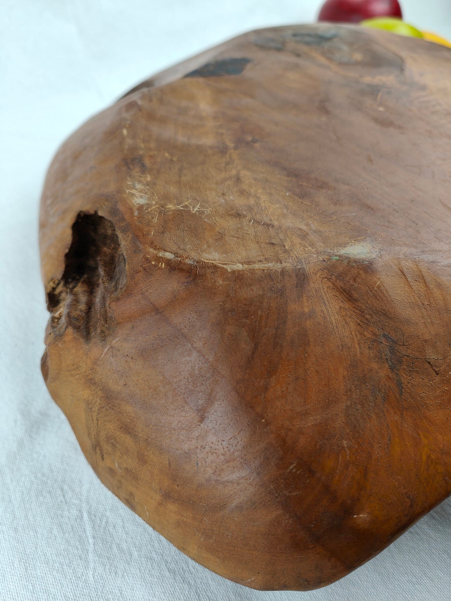 Wooden bowl with knothole root wood unique solid heavy unique bowl fruit bowl grain wood key tray rustic hand flatterer