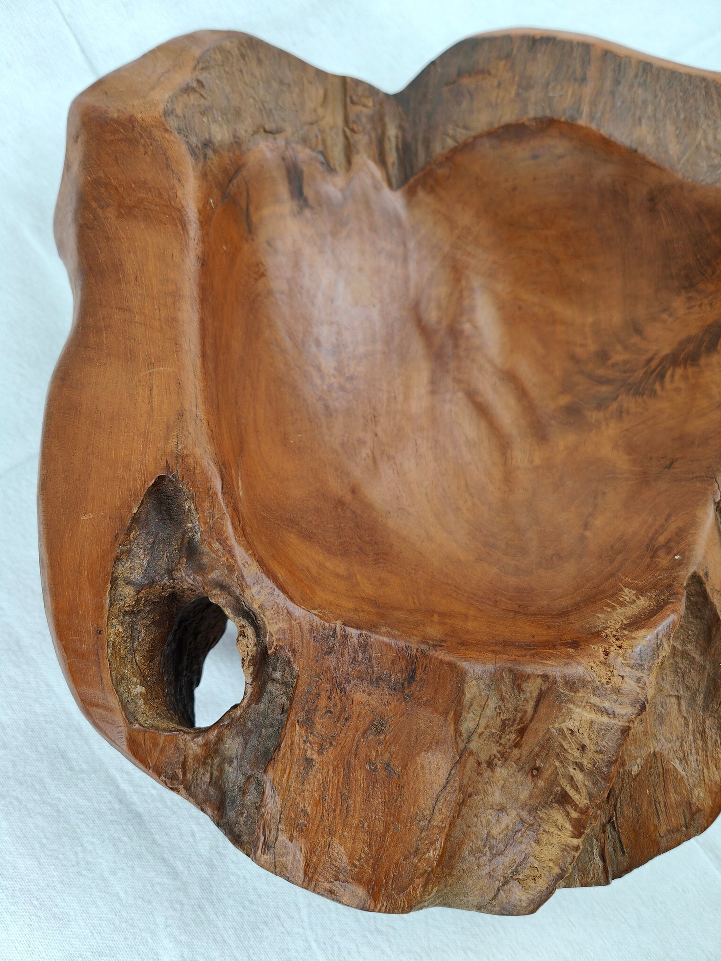 Wooden bowl with knothole root wood unique solid heavy unique bowl fruit bowl grain wood key tray rustic hand flatterer