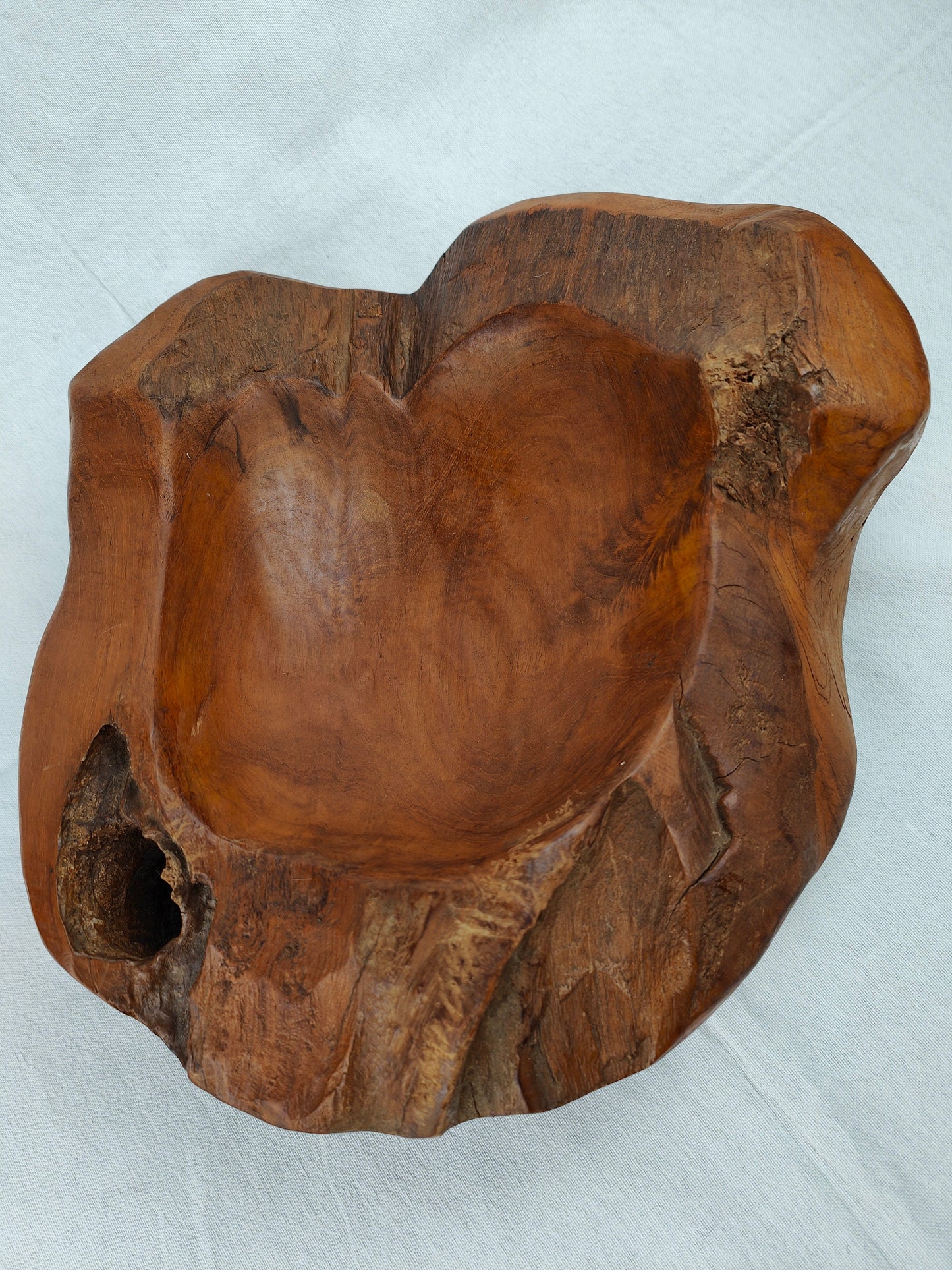 Wooden bowl with knothole root wood unique solid heavy unique bowl fruit bowl grain wood key tray rustic hand flatterer