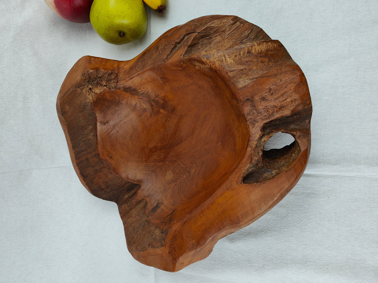 Wooden bowl with knothole root wood unique solid heavy unique bowl fruit bowl grain wood key tray rustic hand flatterer