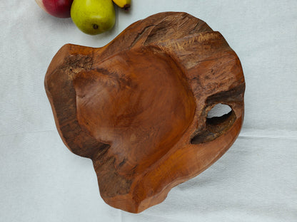 Wooden bowl with knothole root wood unique solid heavy unique bowl fruit bowl grain wood key tray rustic hand flatterer