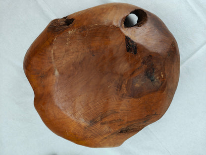 Wooden bowl with knothole root wood unique solid heavy unique bowl fruit bowl grain wood key tray rustic hand flatterer