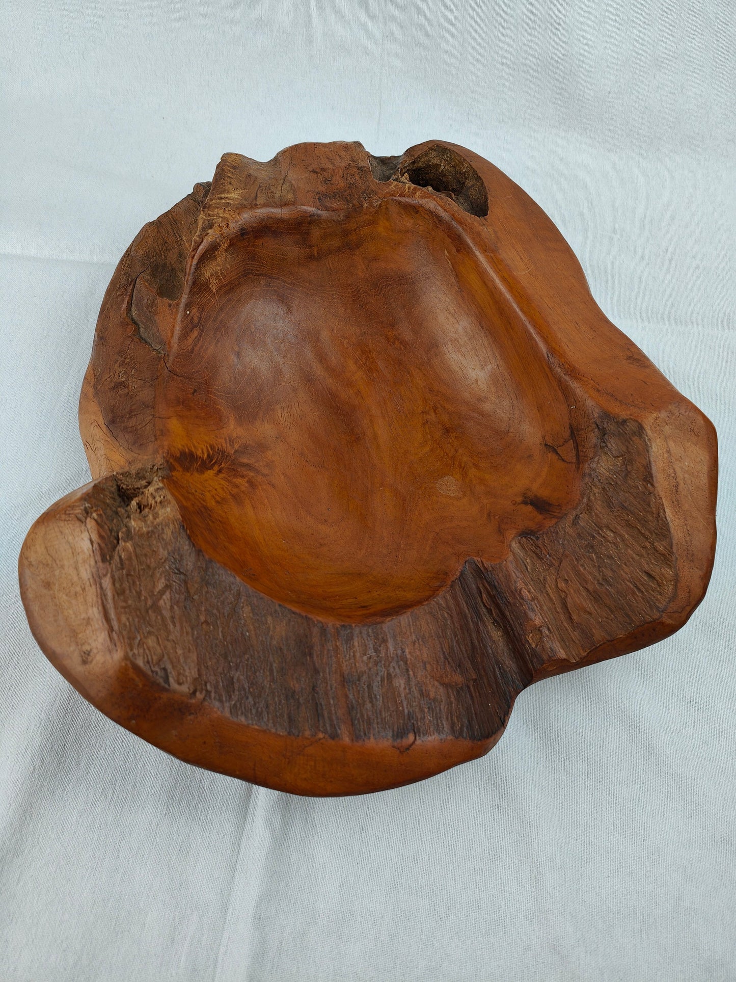 Wooden bowl with knothole root wood unique solid heavy unique bowl fruit bowl grain wood key tray rustic hand flatterer