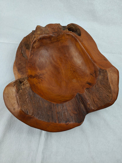 Wooden bowl with knothole root wood unique solid heavy unique bowl fruit bowl grain wood key tray rustic hand flatterer